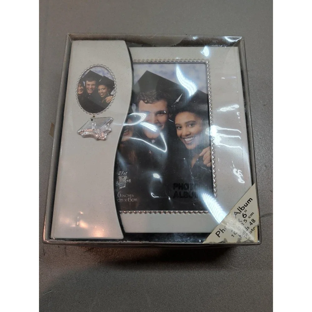 21st Century Giftware Graduation Photo Album & Frame White Silver 48 Photos 4681